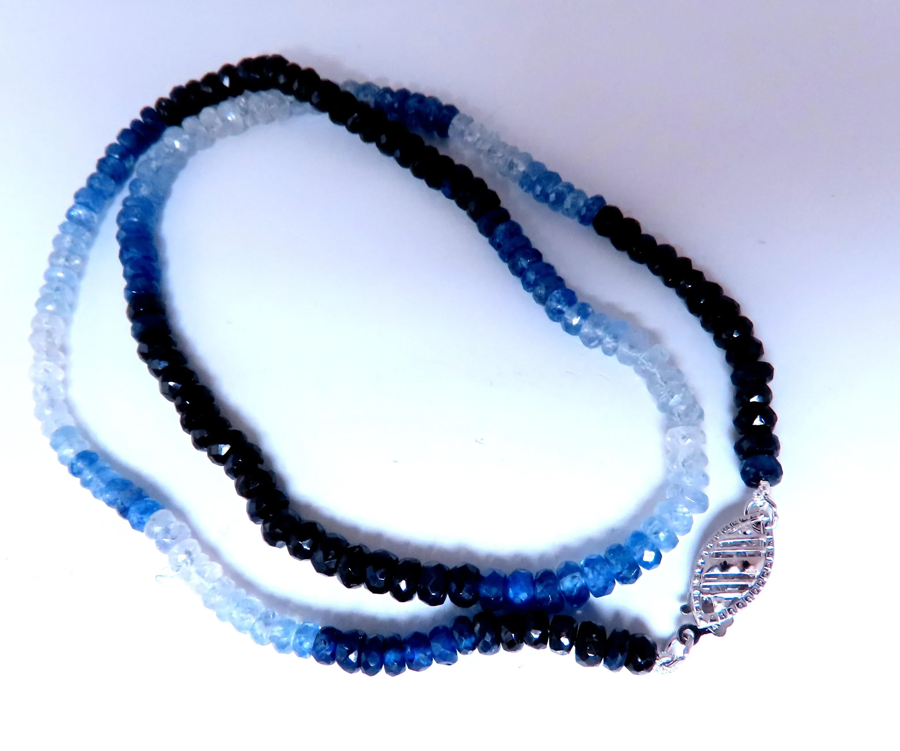 50ct Natural Fading Sapphire Beaded Necklace 14kt gold 12390