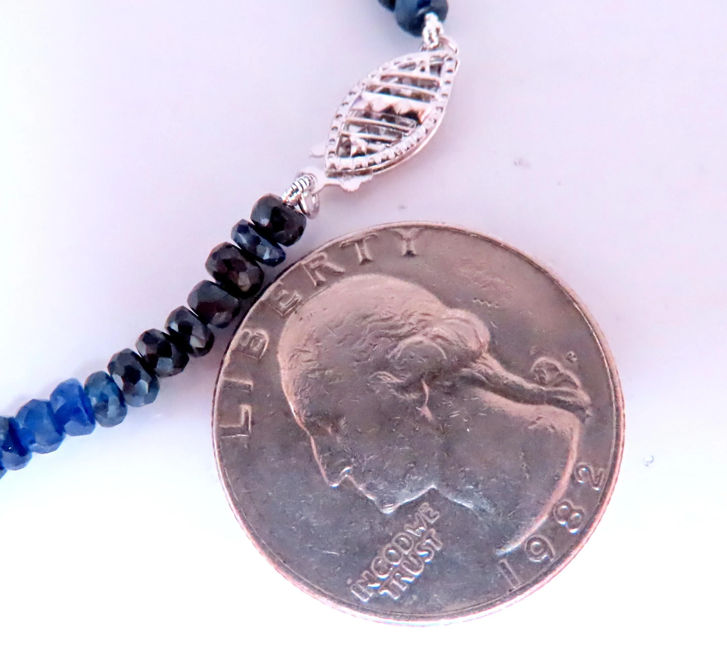 50ct Natural Fading Sapphire Beaded Necklace 14kt gold 12390