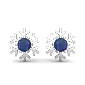 5MM Round Natural Blue Sapphire 9k White Gold Minimal Dainty Women Earrings