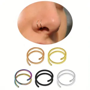 5pcs Stainless Steel Double Twisted Ring Hoop Nose Ring