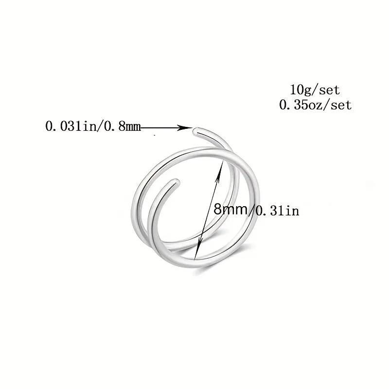 5pcs Stainless Steel Double Twisted Ring Hoop Nose Ring