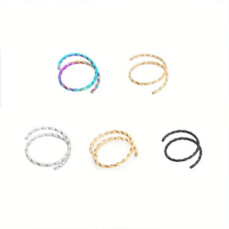 5pcs Stainless Steel Double Twisted Ring Hoop Nose Ring
