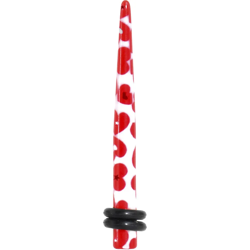6 Gauge Lovely Red Heart Acrylic Ear Taper