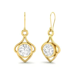 6MM Round Moissanite 9k Yellow Gold Wire Dainty Earrings For Women