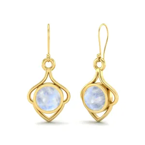 6MM Round Rainbow 9k Yellow Gold Wire Dainty Earrings For Women
