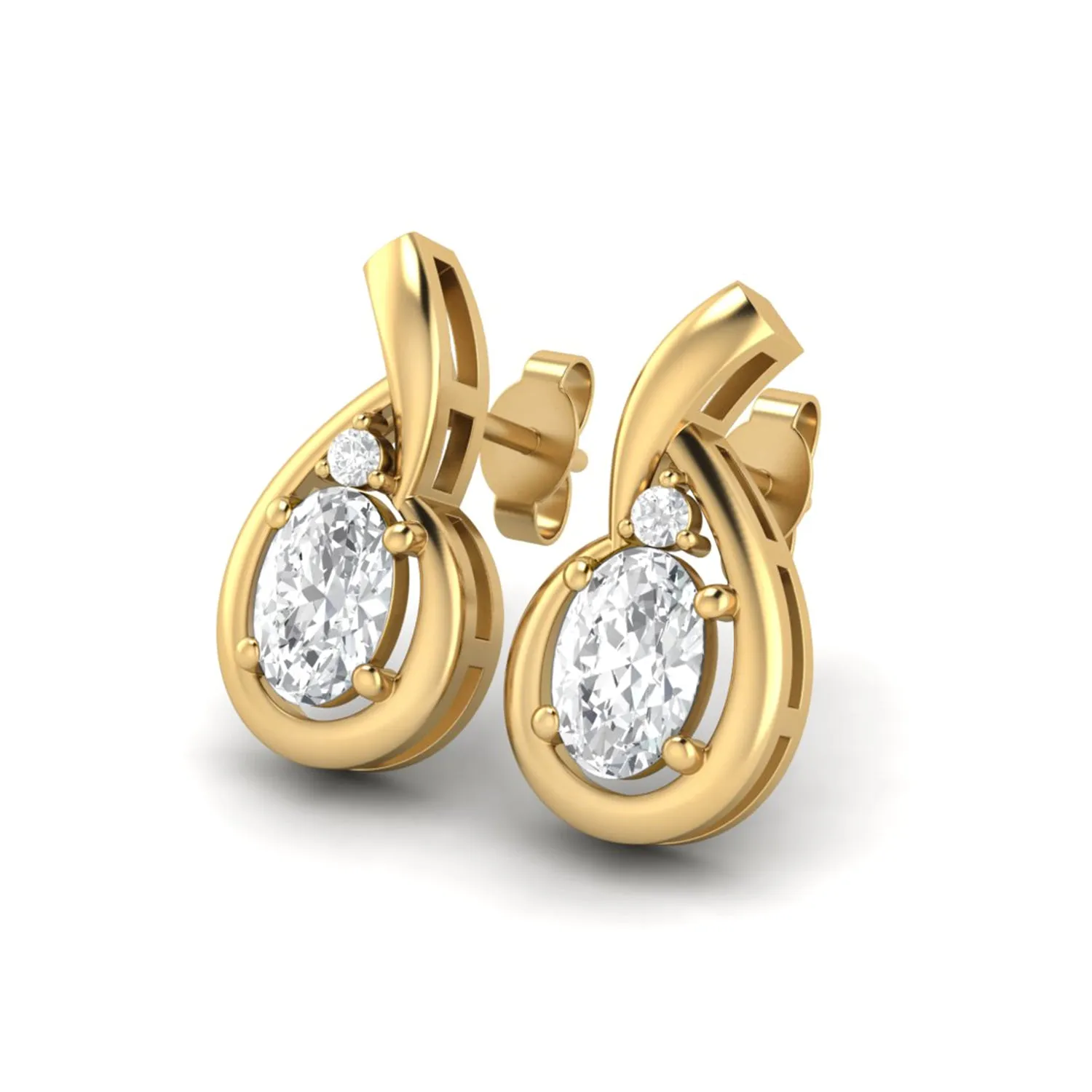 6x4mm Oval Shape Moissanite Studs 9k Yellow Gold Teardrop Earrings