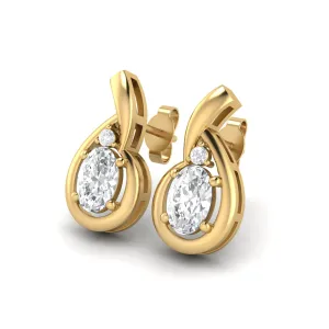 6x4mm Oval Shape Moissanite Studs 9k Yellow Gold Teardrop Earrings