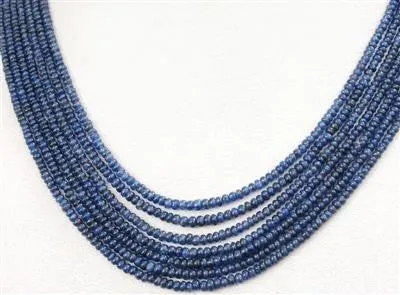 7 Strand 100% Natural Round Cabochon Blue Sapphire Beads Necklace