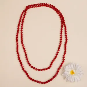 72028 - 5 - Beaded Necklace - Bright Red