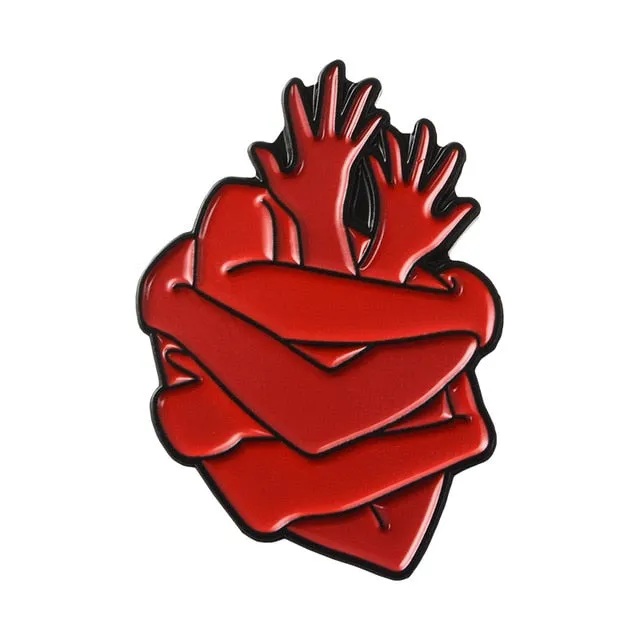 7pcs Heart pin Ocean Wave Bandage brave hearts enamel pins brooch for women men Punk Lapel pin badges organ Anatomy jewelry gift