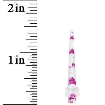 8 Gauge Clear Acrylic Glitter Purple Heart Confetti Taper