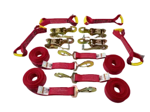 8 Point Kit DIAMOND WEAVE flatbed/rollback 18' car tie-down w/twisted snap hook