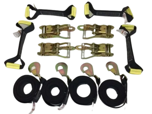 8 Point Kit DIAMOND WEAVE flatbed/rollback 18' car tie-down w/twisted snap hook