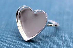 8mm Heart Bezel Checkered Ring blank ring band