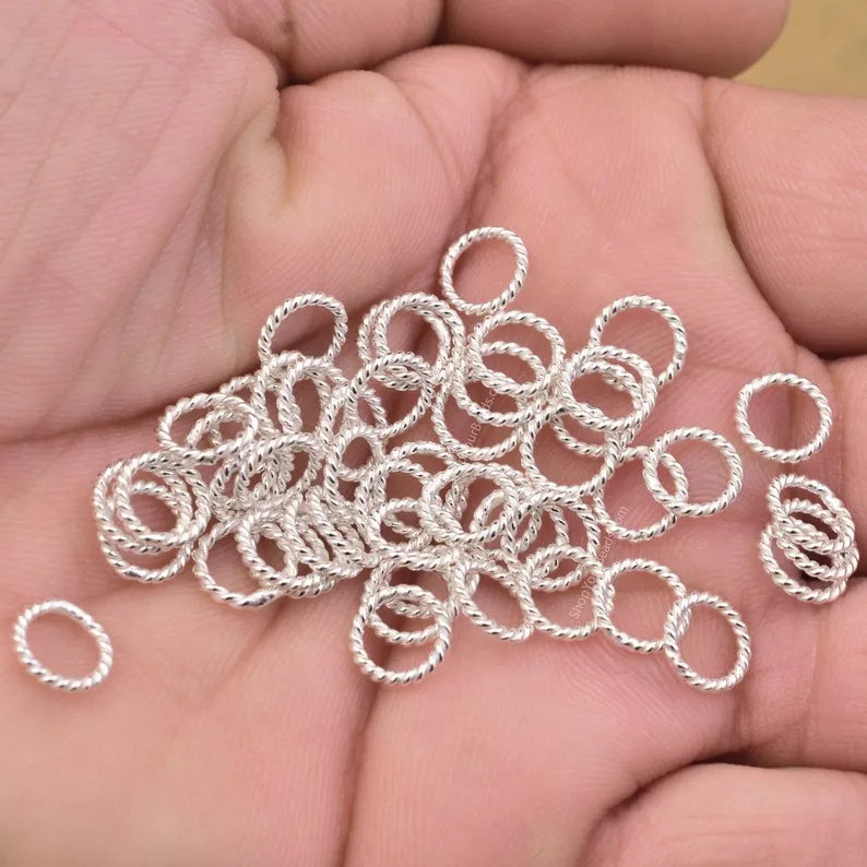 8mm Silver Plated 16 AWG Twisted Wire Closed Jump Rings