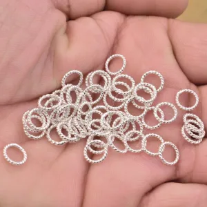 8mm Silver Plated 16 AWG Twisted Wire Closed Jump Rings