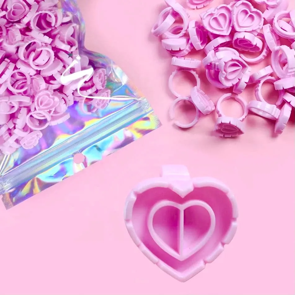 90% OFF! Heart Shape Pigment/Lash Glue Rings - 100 Pack