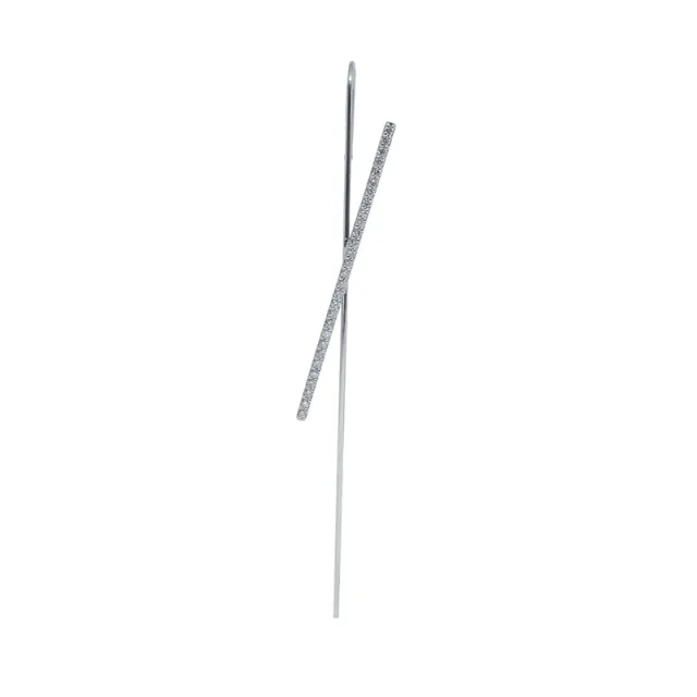 925 Silver Zircon Stud Earrings For Women Ear Bone Climber Clip Diagonal Piercing Chain Pin Ear Wrap Crawler Hook Earring