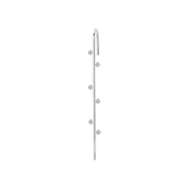 925 Silver Zircon Stud Earrings For Women Ear Bone Climber Clip Diagonal Piercing Chain Pin Ear Wrap Crawler Hook Earring