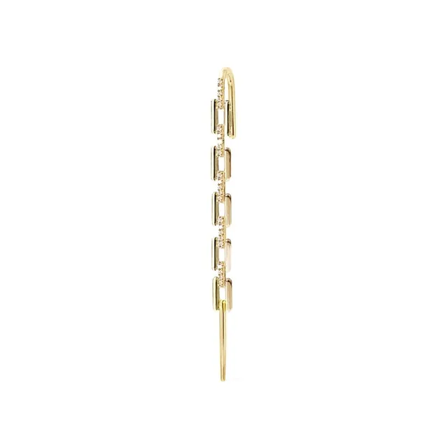 925 Silver Zircon Stud Earrings For Women Ear Bone Climber Clip Diagonal Piercing Chain Pin Ear Wrap Crawler Hook Earring