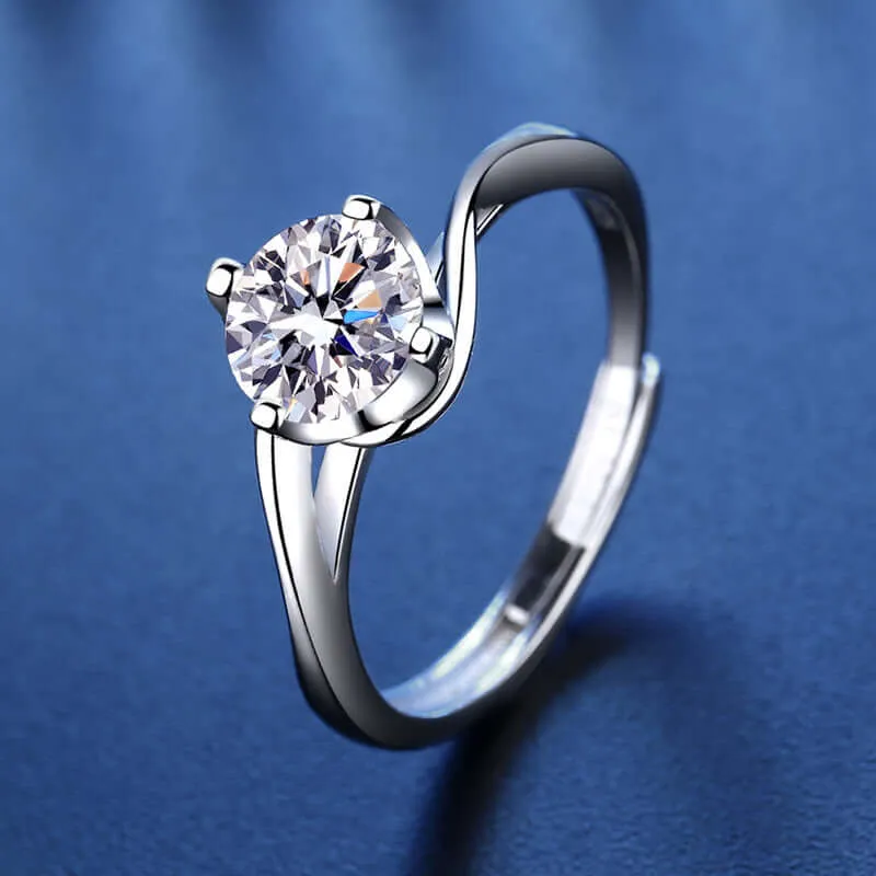 925 Sterling Silver Twisted Flower Moissanite Ring
