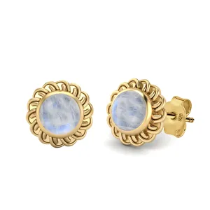 9k Yellow Gold 6mm Round Rainbow Celtic Knot Women Stud Earrings
