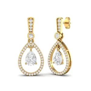 9k Yellow Gold Pear Shape Moissanite Women Studs Earrings