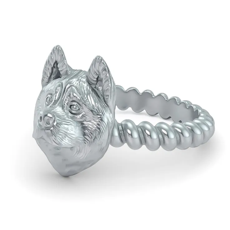 Akita Breed Jewelry Twisted Wire Rope Ring