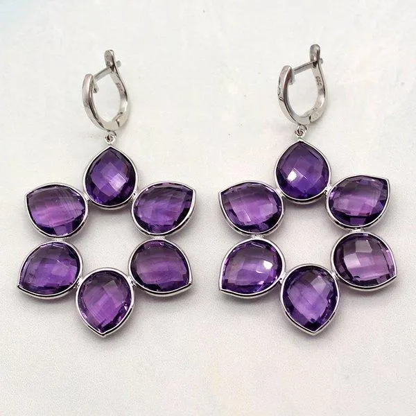Amethyst Flower Dangling Earrings