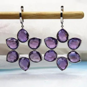 Amethyst Flower Dangling Earrings
