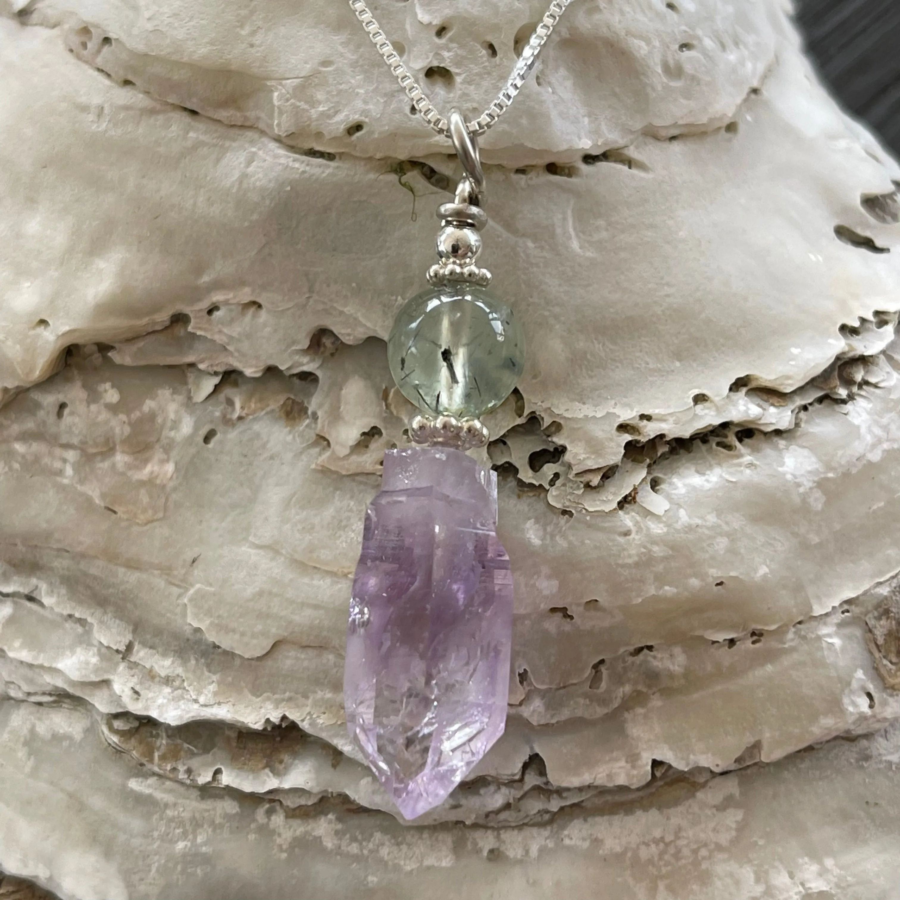 Amethyst Scepter and Prehnite Necklace
