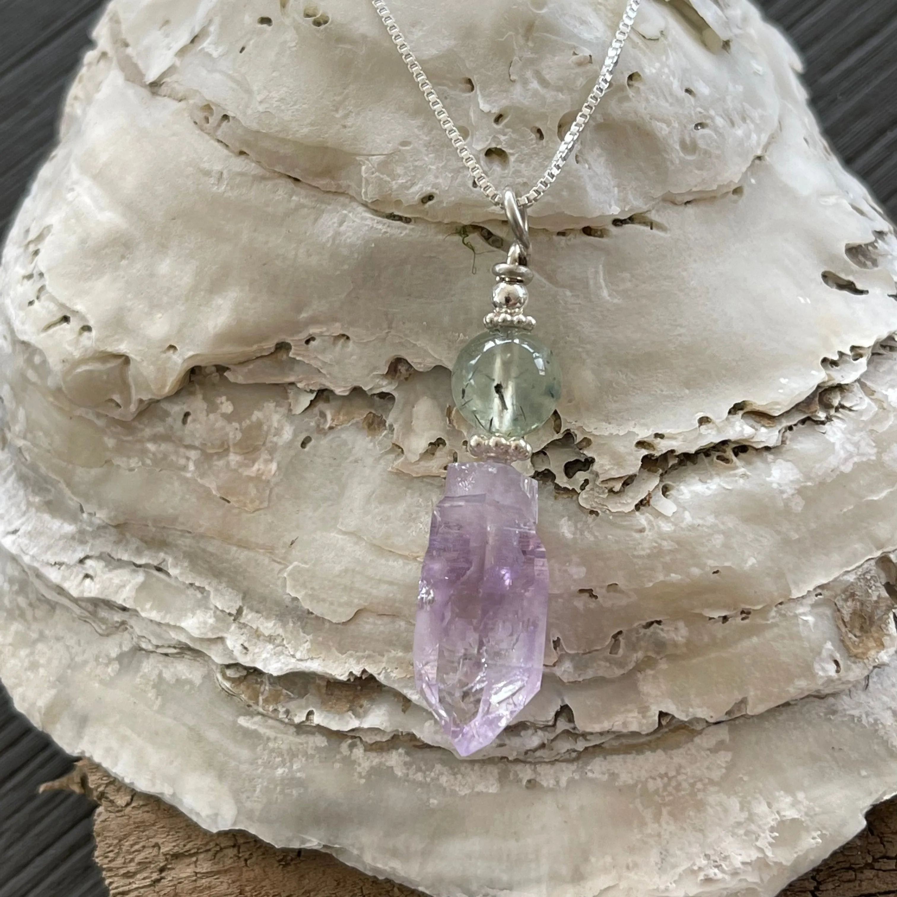 Amethyst Scepter and Prehnite Necklace