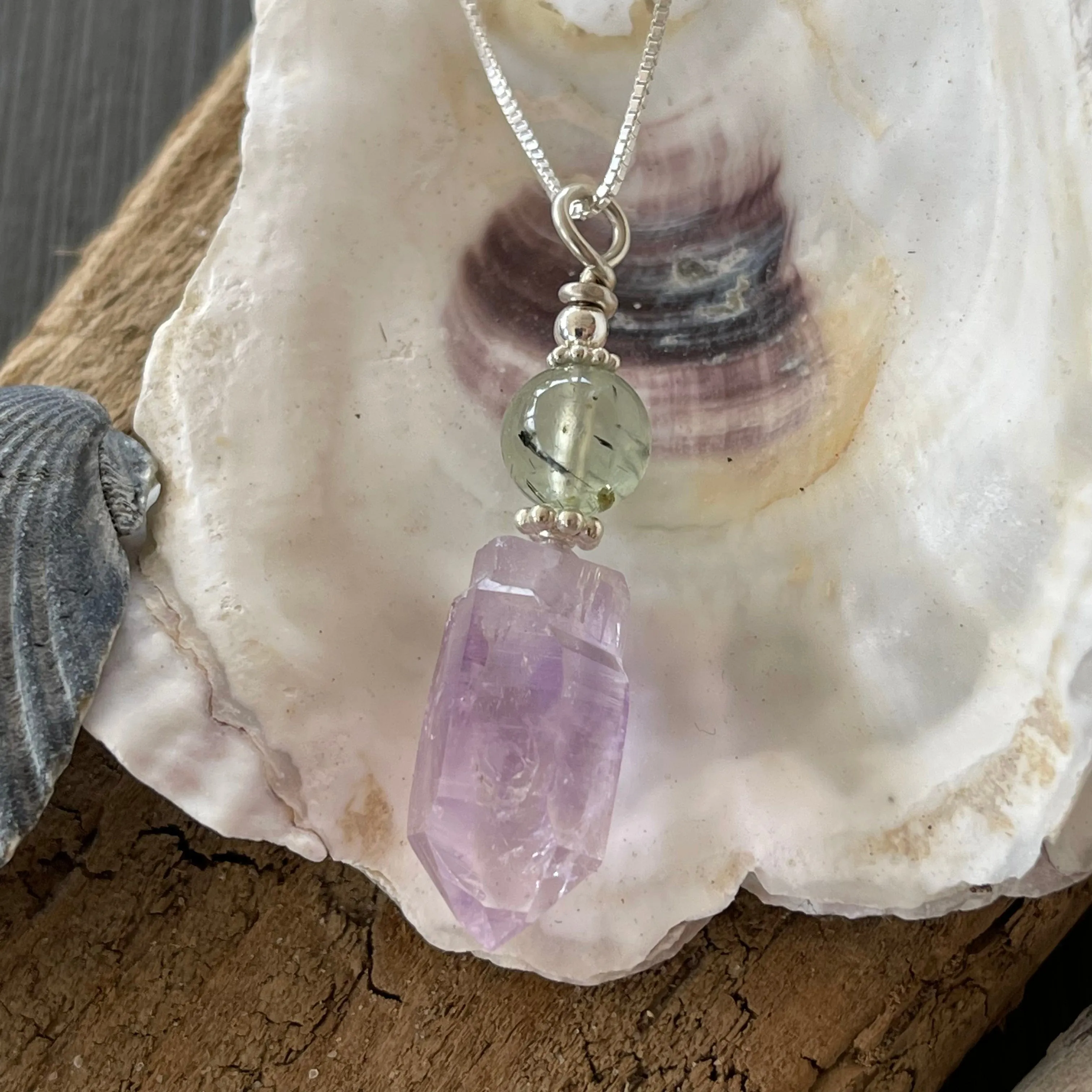 Amethyst Scepter and Prehnite Necklace