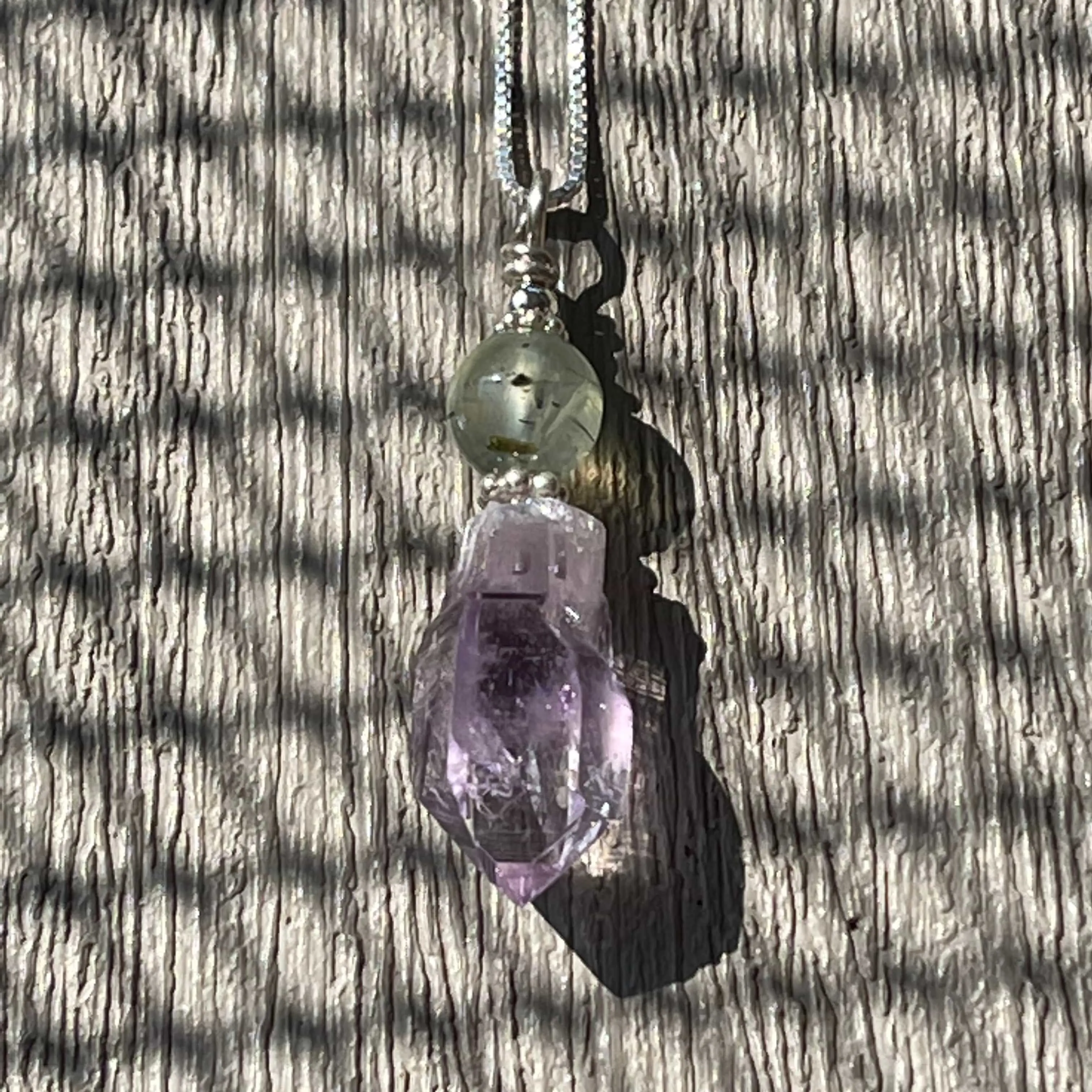 Amethyst Scepter and Prehnite Necklace