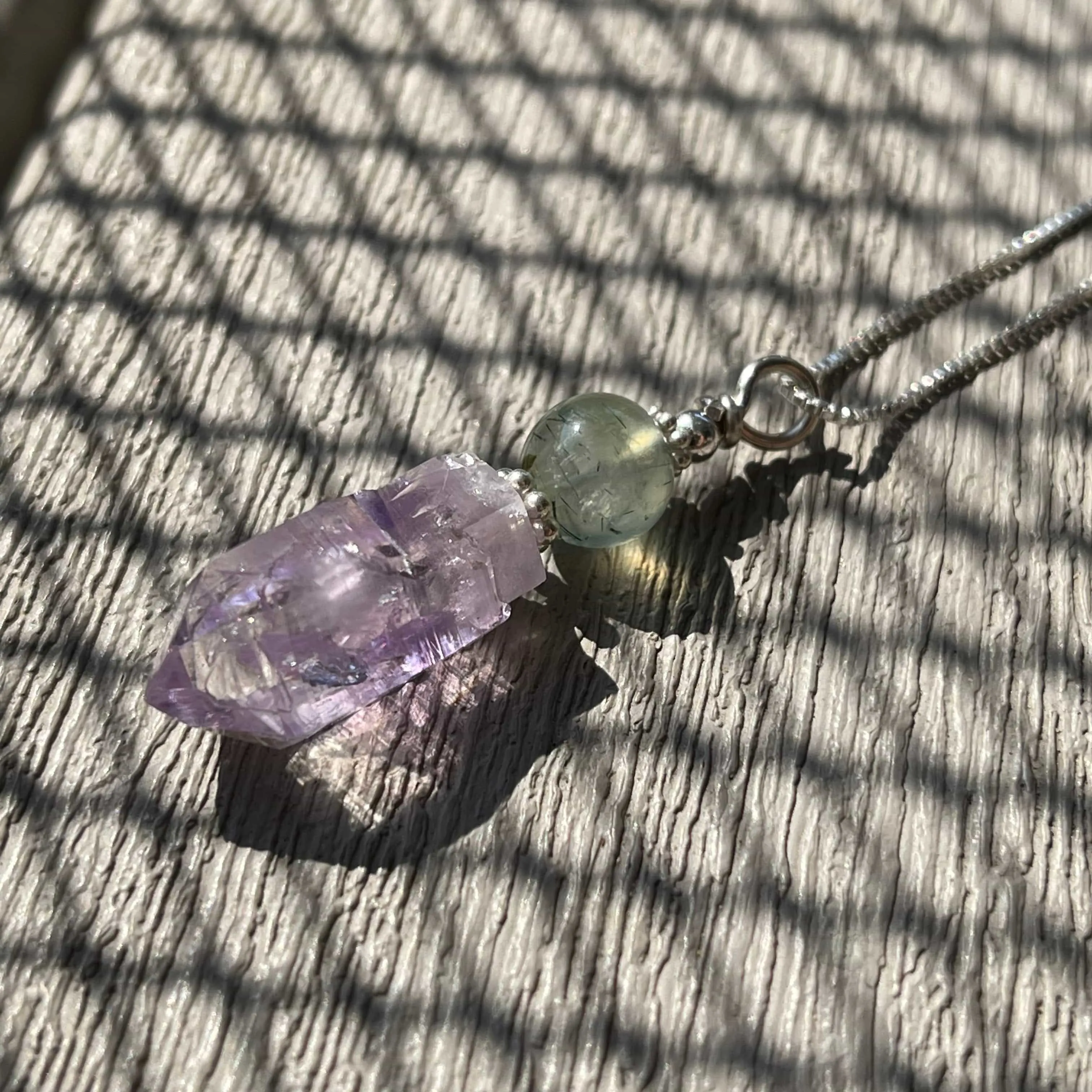 Amethyst Scepter and Prehnite Necklace