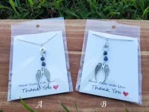 Angel Feathers Gem Design necklace Wilhelmina Creations