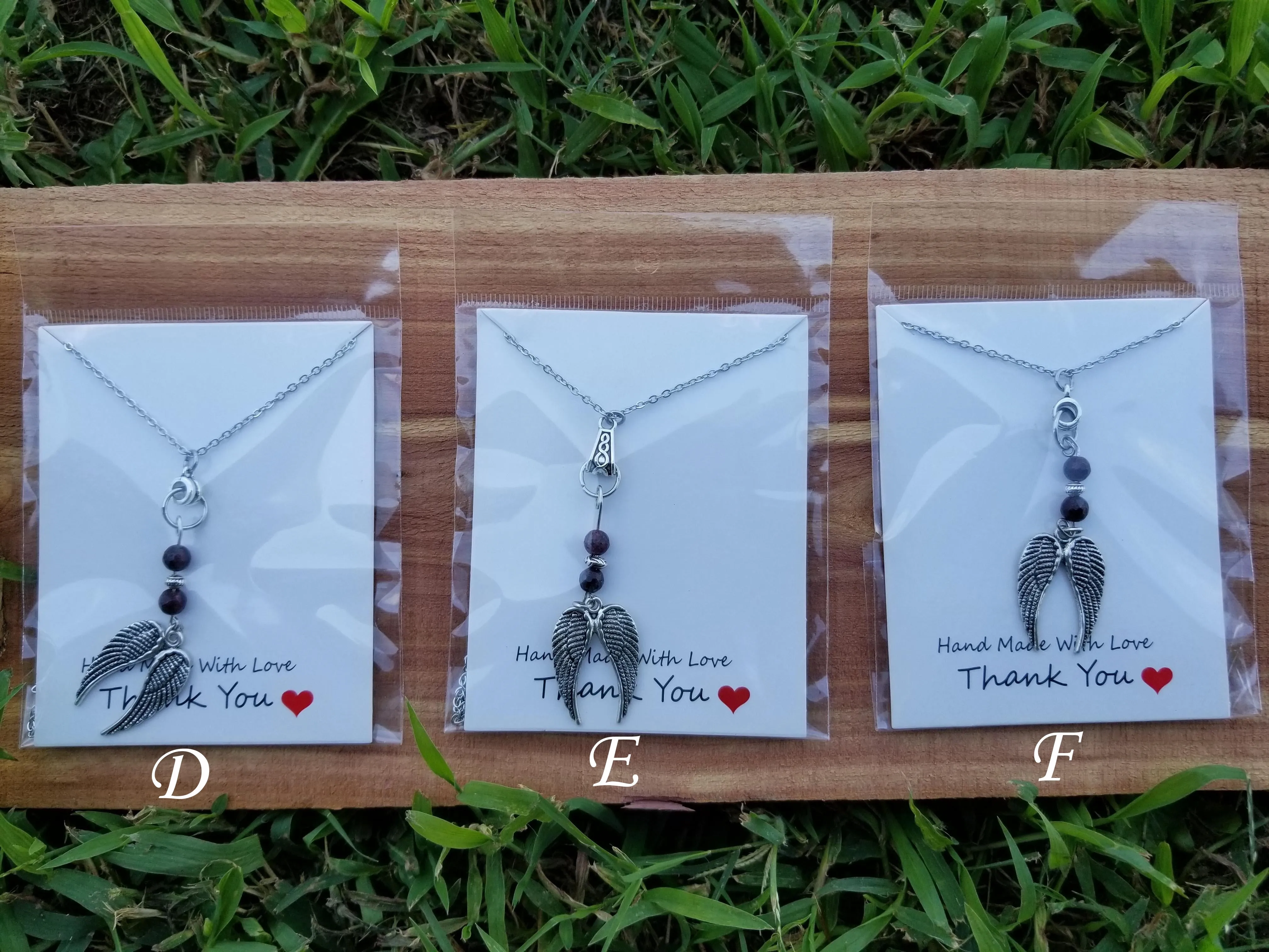 Angel Feathers Gem Design necklace Wilhelmina Creations