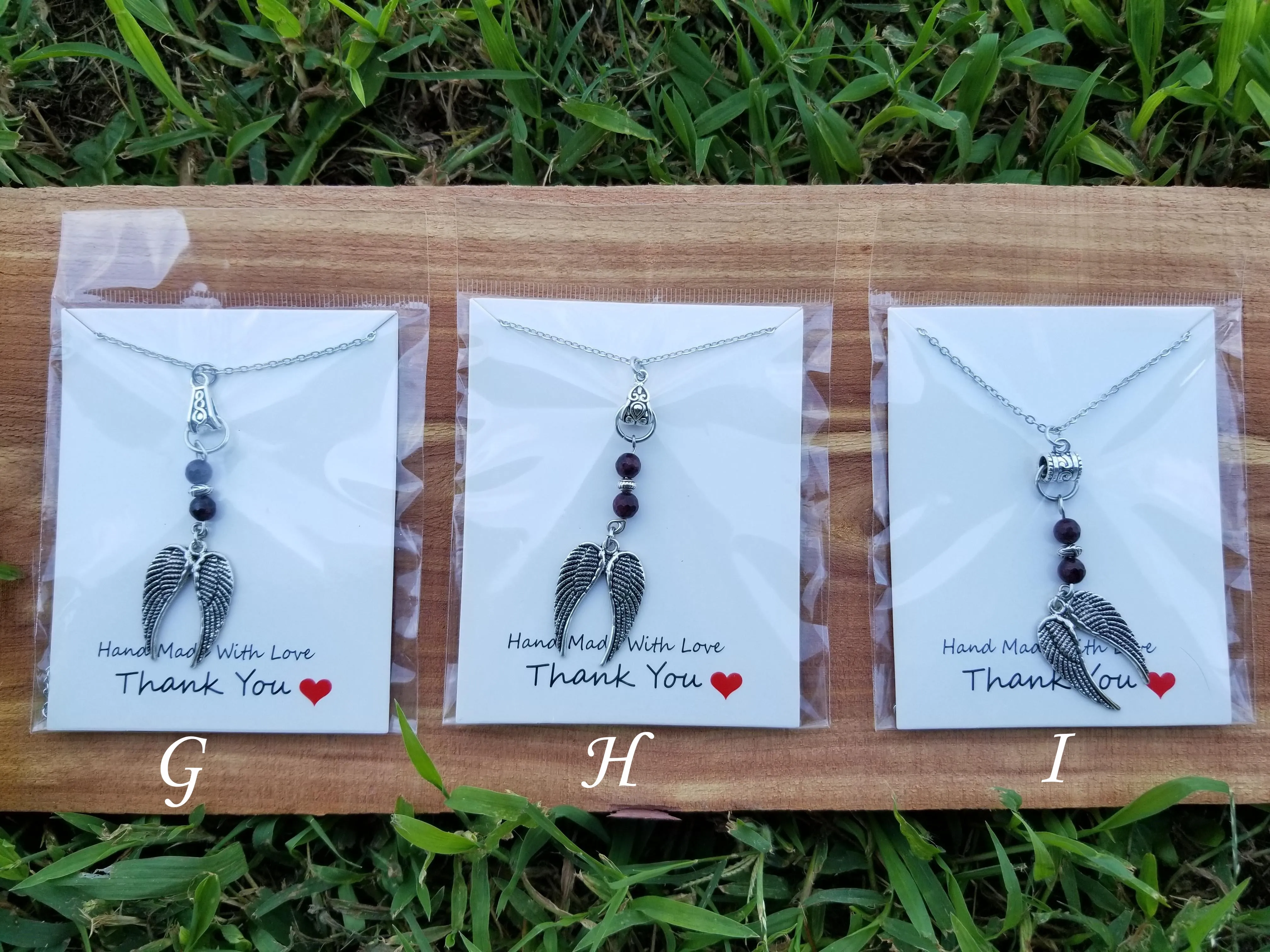 Angel Feathers Gem Design necklace Wilhelmina Creations