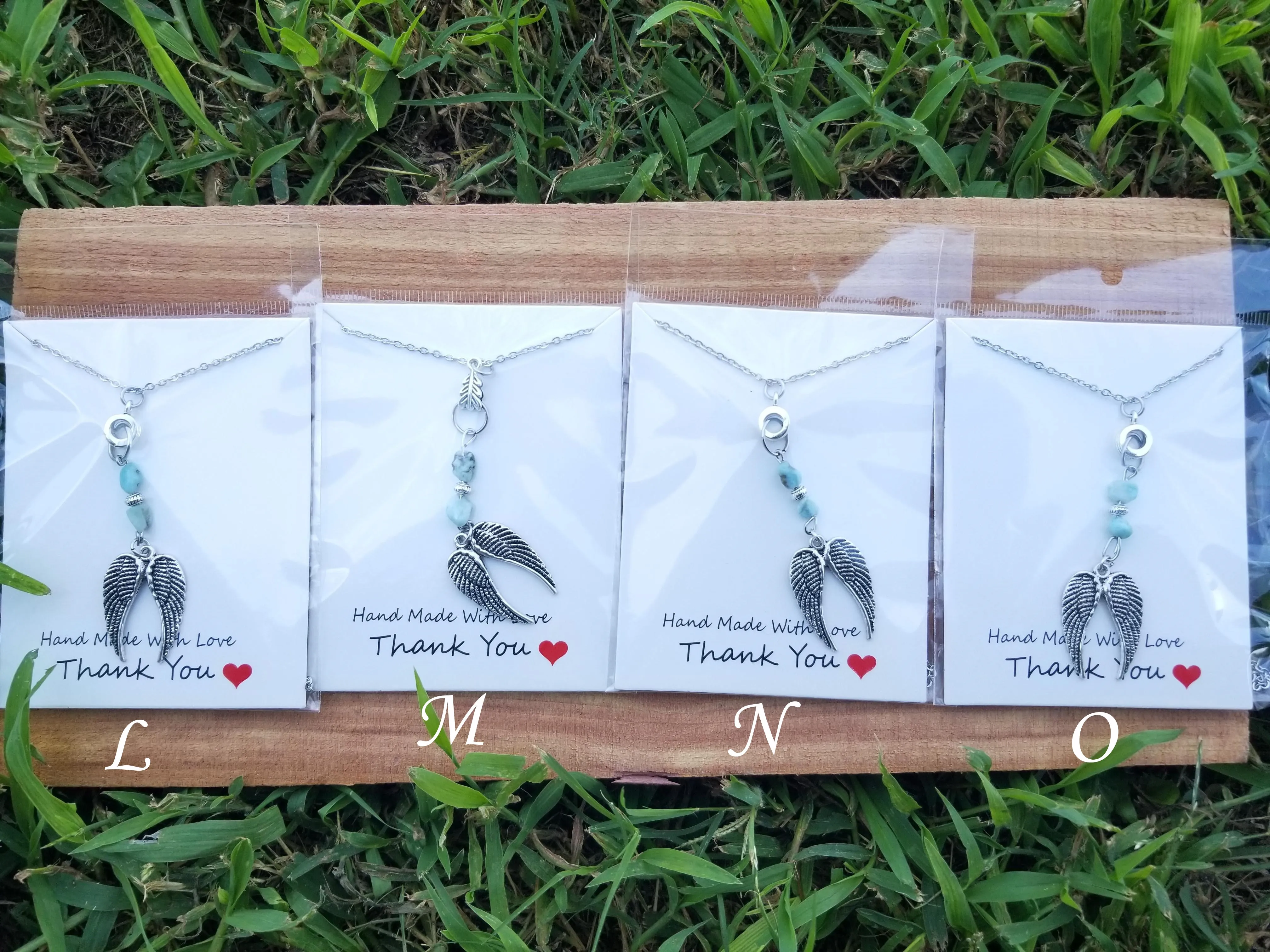 Angel Feathers Gem Design necklace Wilhelmina Creations