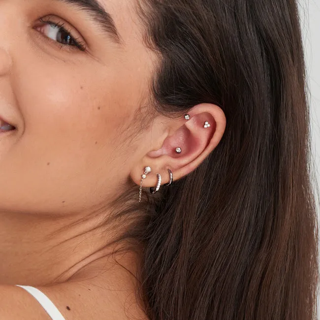 Ania Haie Silver Trio Sparkle Barbell Single Earring.