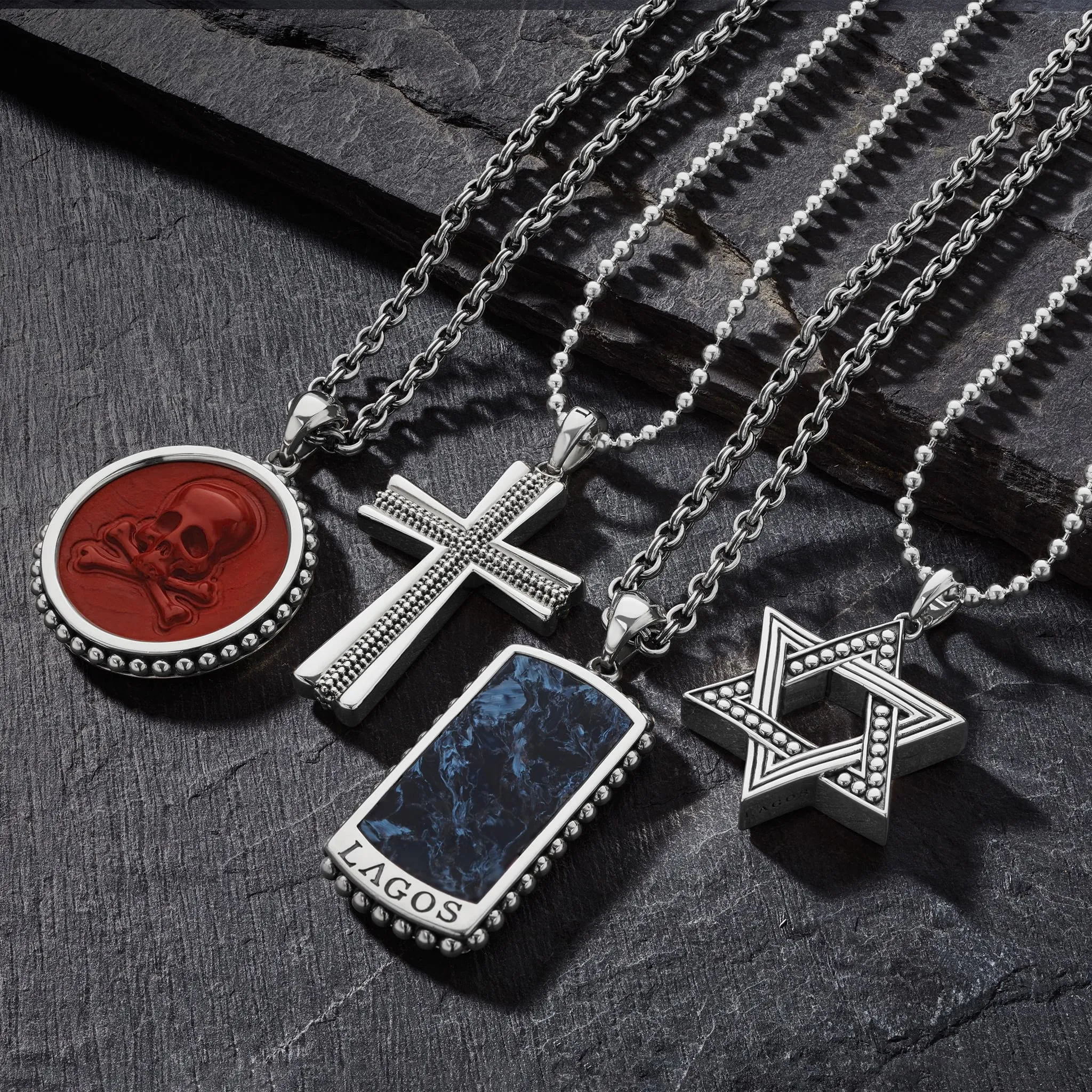 Anthem Caviar Beaded Cross Amulet