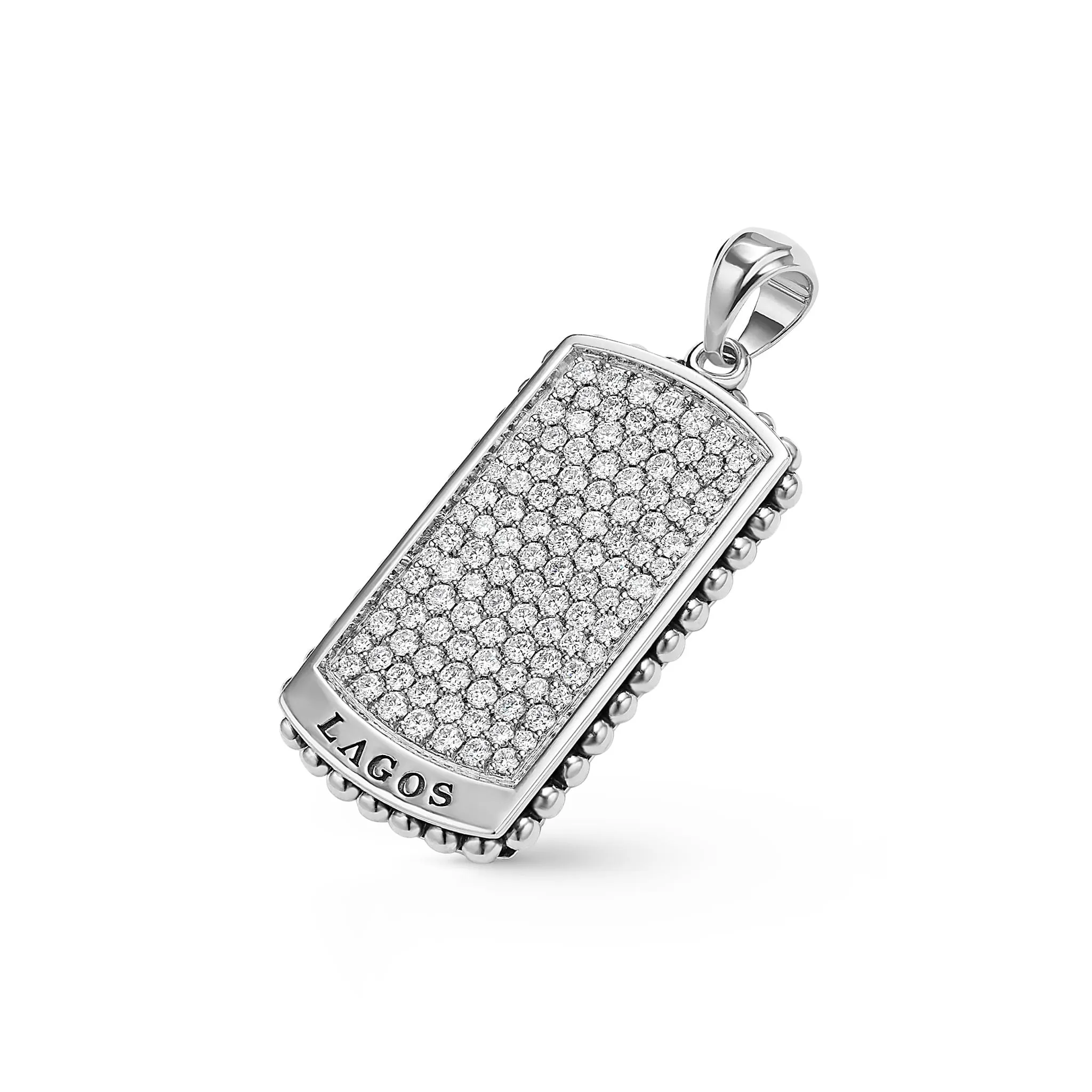Anthem Large Caviar Beaded Diamond Tag Amulet