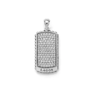 Anthem Large Caviar Beaded Diamond Tag Amulet