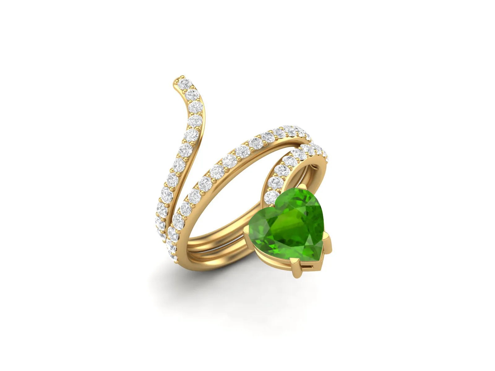 Antique Emerald Wrap Bypass Snake Wedding Ring Vintage 7MM Heart Shaped Engagement Ring