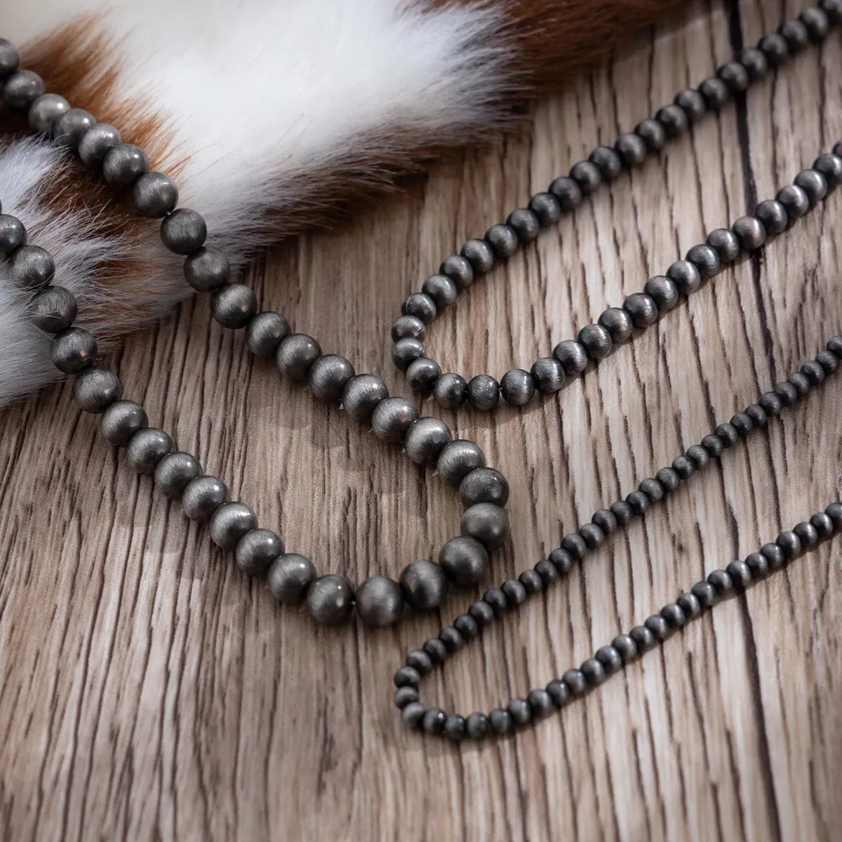Antique Silver Tone 3pcs Beaded Chain Stackable Necklace Set