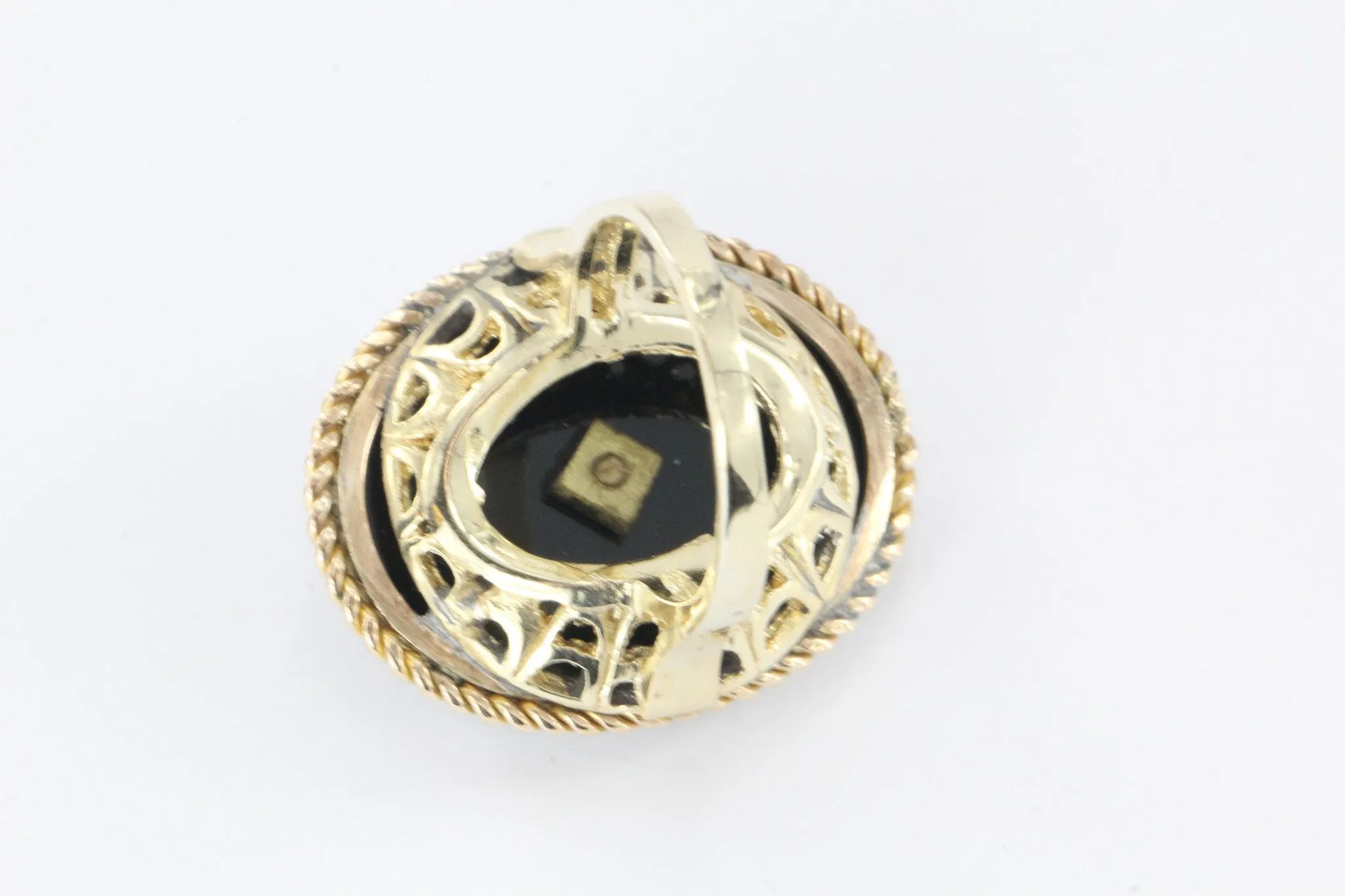 Antique Victorian & Gold Banded Agate Starburst Pearl Conversion Ring