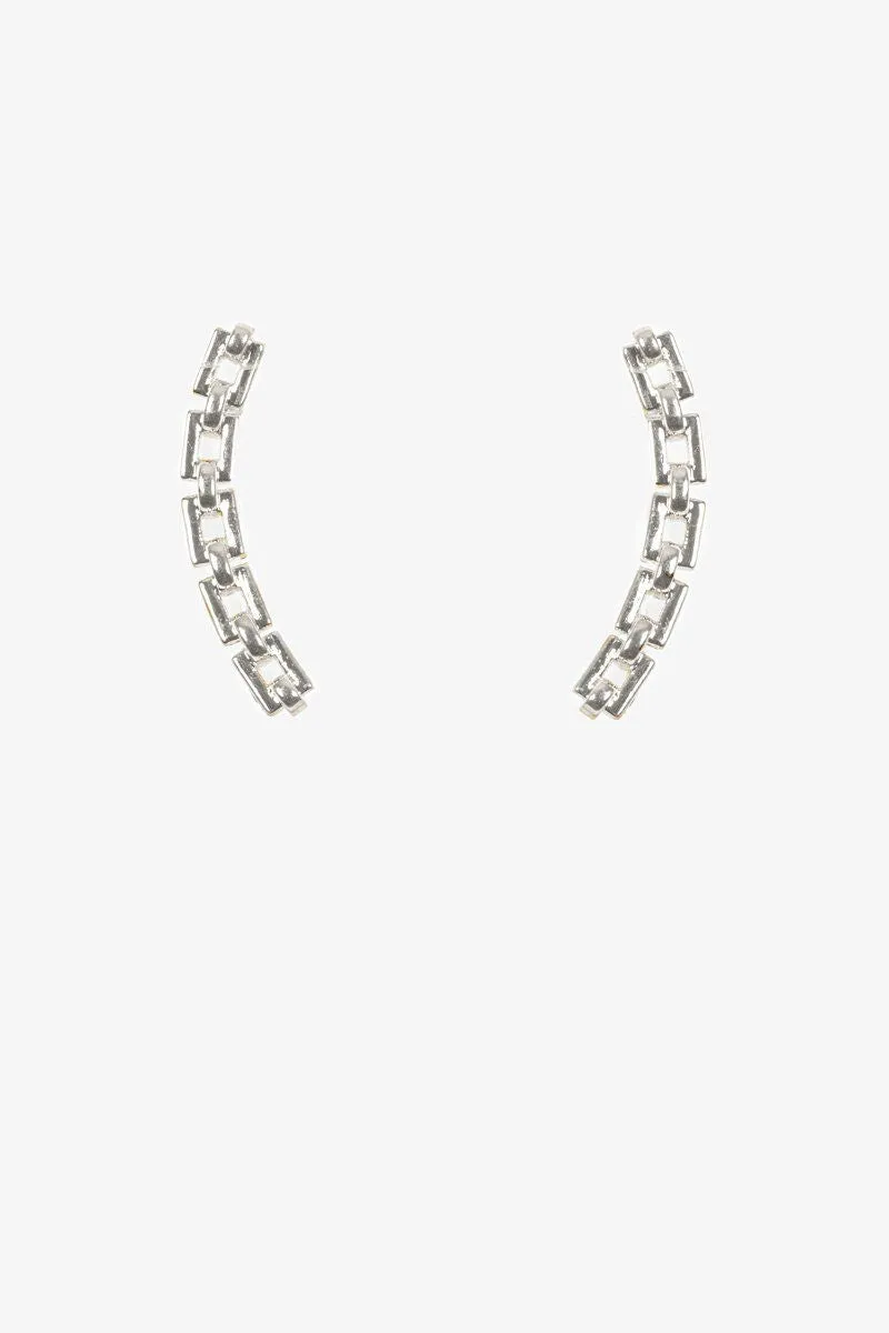 Antler Chain Link Ear Climber - Silver
