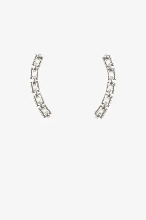 Antler Chain Link Ear Climber - Silver