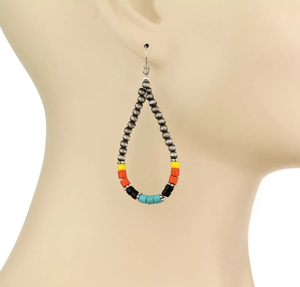 Aralia 5 Strand Fashion Beaded Varied Navajo Necklace, Earrings & Bracelet - Multi
