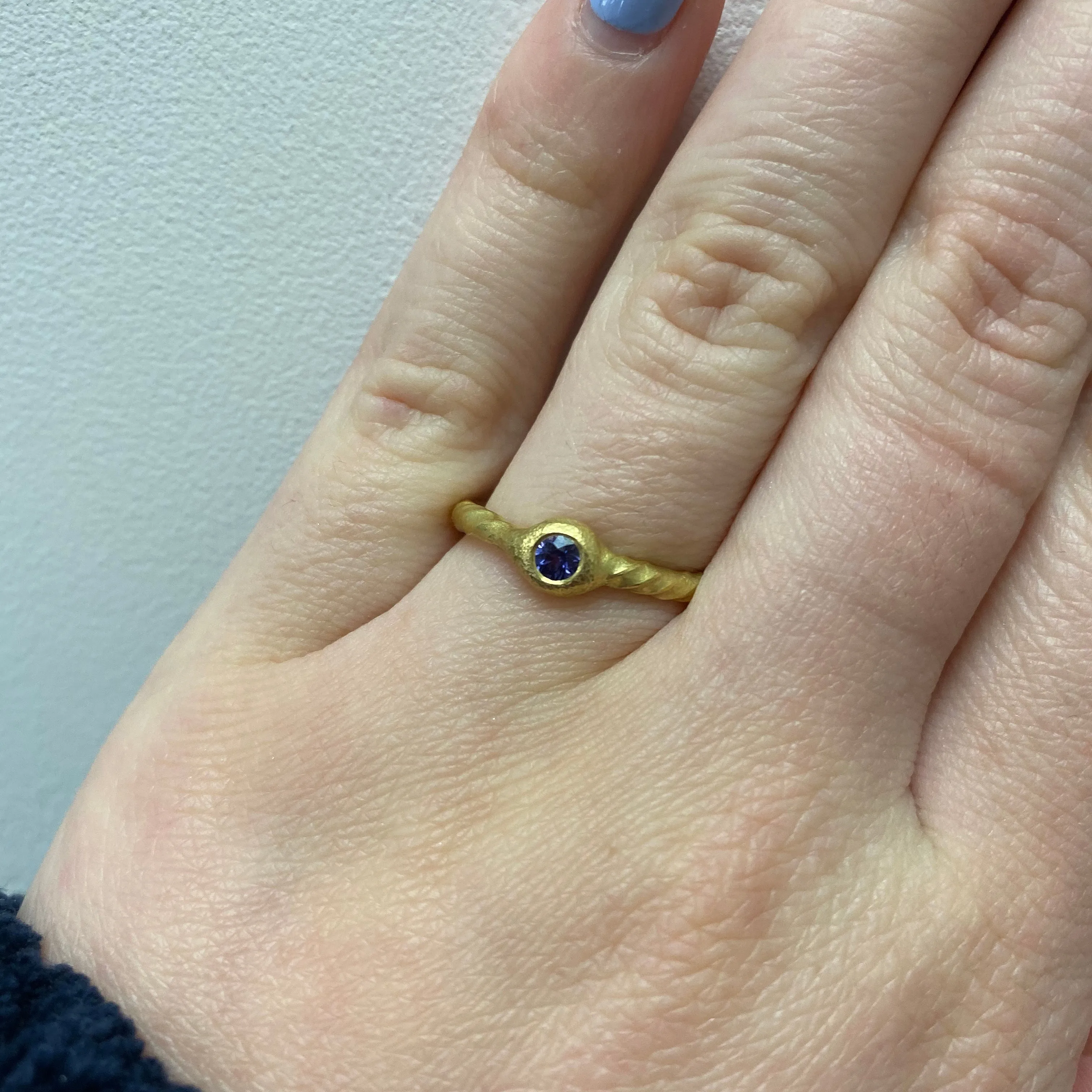 Archaic Sapphire Ring with Twisted Shank SHIPS TODAY